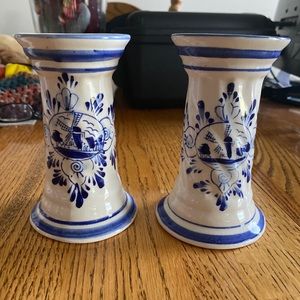 Vintage porcelain candle and planter set